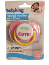 Baby King Printed Pacifier With Cover - New - Seriously Cute! - £7.04 GBP