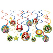 Amscan Super Mario Brothers Hanging Swirl Decorations - Assorted Designs, 12 Pcs - £22.77 GBP