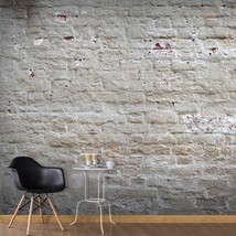 Tiptophomedecor Peel and Stick XXL Wallpaper Wall Mural - Old White Brick Wall - - £107.90 GBP