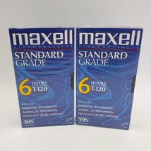 Lot of 2 Maxell Standard Grade T-120 6 Hours Blank VHS Videocassettes Tapes - £6.18 GBP