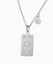 Cancer Zodiac Pendant Necklace 18K Plated Stainless Steel - Silver - £10.38 GBP
