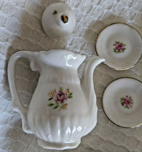 Miniature Ceramic Tea Set Teapot Cup Saucer 7 Pieces  - £5.44 GBP