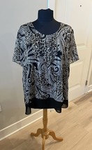 NWT Animal Leopard Print Flowing Short Sleeve Pullover Blouse Shirt sz XL - £11.94 GBP