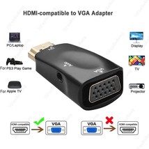 HDMI to VGA converter with audio | 3.5mm HD 1080P Adapter Console PC TV - £9.38 GBP