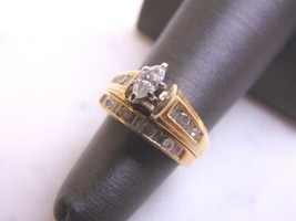 Women&#39;s Vintage Estate 14K Yellow Gold Diamond Engagement Ring Set, 4.9g E3535 - £601.59 GBP