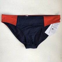 Athleta Colorblock Mid Rise Bikini Bottom Red Orange Navy Blue XL or Large - £19.59 GBP