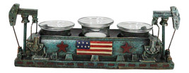 US Flag Nodding Donkey Pumpjack Oil Derrick Rigs Triple Votive Candleholder - £29.39 GBP