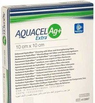 Aquacel AG+ Extra Silver Hydrofiber Wound Dressing 10cm x 10cm  4&quot; x 4&quot; 413567 - £9.28 GBP
