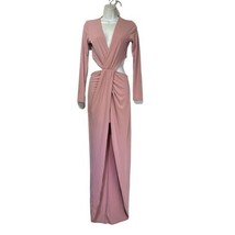 Windsor Rose Pink chiffon cutout Long Sleeve maxi dress with slit Size M - £19.52 GBP