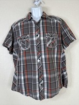 Helix Athletic Fit Men Size XXL Gray Check Plaid Snap Up Shirt Pockets - £7.06 GBP