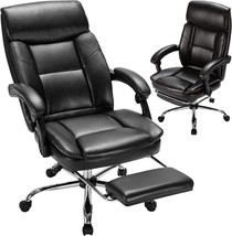 Executive Office Chair, Big And Tall Leather Swivel Rolling Managerial R... - £201.58 GBP