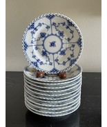 Vintage 12 Royal Copenhagen Blue Fluted Full Lace 6&quot; Bread Plates  # 1088 - £738.78 GBP