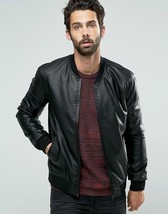 Giacca in pelle bomber nera da uomo in pura pelle di agnello taglia SML XL... - £109.54 GBP