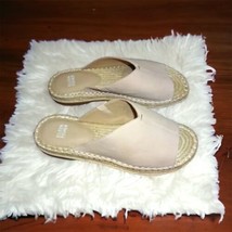 NIB 8 Eileen Fisher Nubuck Leather Espadrille Slides Beige Sandals Cushi... - £76.39 GBP