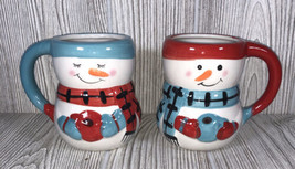 Set 2 Right Handed Left Handed Bay Island 3D Christmas Snowman Coffee Mugs - £11.32 GBP