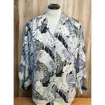 Alfred Dunner Blouse Size 12 Tropical Floral Jungle Long Sleeve Black Gr... - $14.79