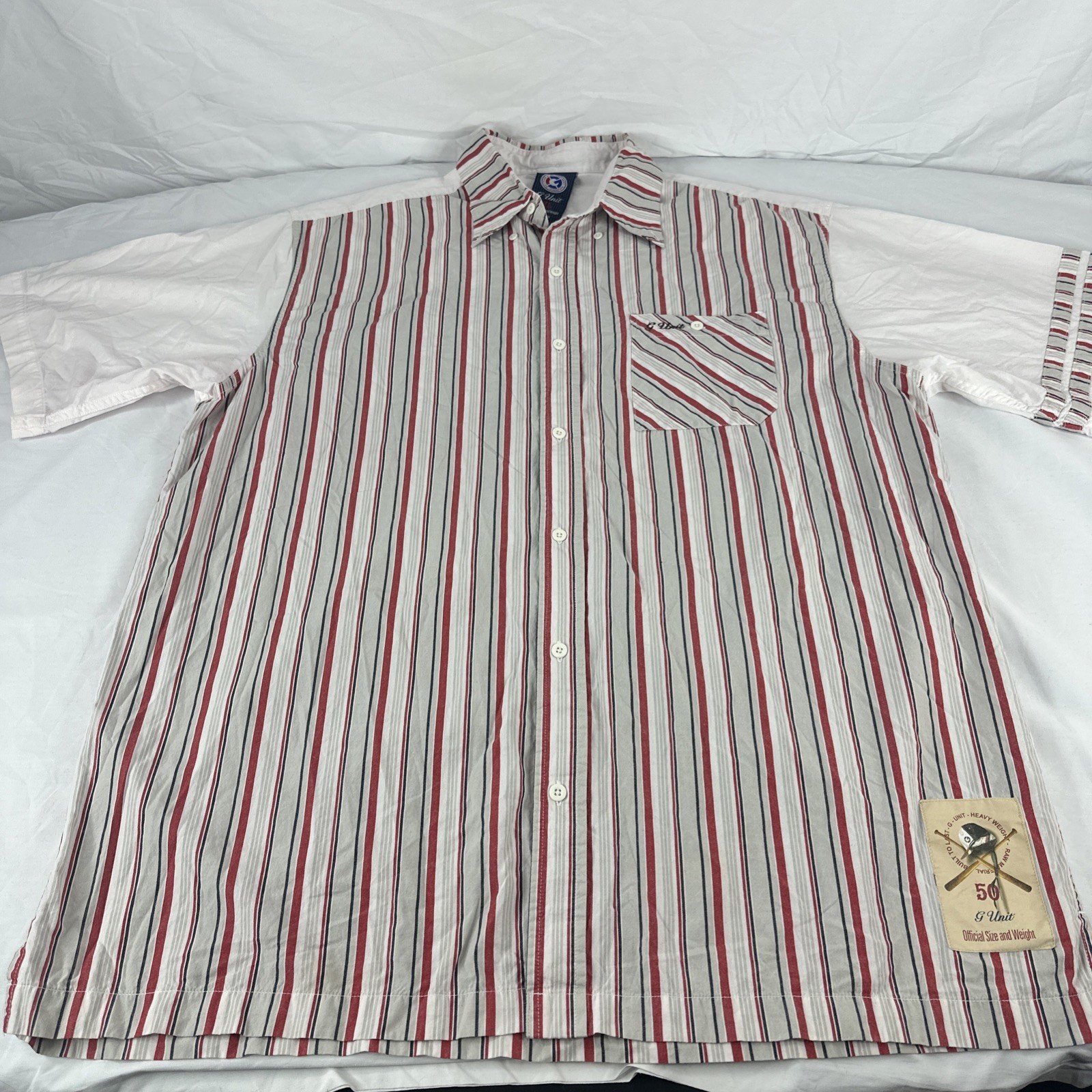 Y2K G-Unit Shirt Mens XL Red BlacK White Plaid Short Sleeve  Button-Up - $18.66
