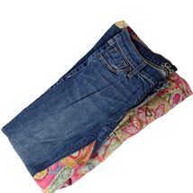 Upcycled Old Navy Denim Maxi Skirt Size 4 Long Boho Patchwork Pink Paisl... - $48.51