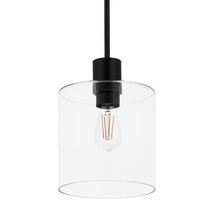 FOR PARTS ONLY-Hampton Bay Sutton Place Pendant Light Matte Black Clear Glass - £18.17 GBP