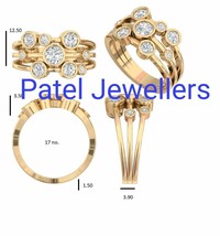 2Ct Redondo Imitación Diamante Art Déco Burbuja Anillo Oro Amarillo Chapado 925 - £96.33 GBP