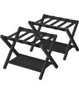 Set of 2 - Sturdy Bamboo Luggage Rack in Black Wood Finish with Lower St... - $3,420.24 MXN