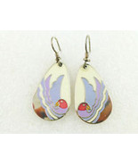 LAUREL BURCH &quot;Sea Bird&quot; Enamel Silver-Tone Drop Dangle Hook EARRINGS - F... - £19.65 GBP