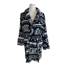 Pink Womens Robe Lounge Coat Black Size xs/s Sherpa Ties Long Sleeve Nor... - £18.82 GBP