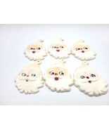 6 Ceramic Santa Claus Heads Ornaments Christmas Holiday Handmade - $15.95