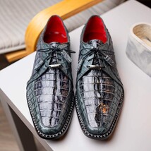 Caribe Genuine Hornbak Caiman Crocodile Dress Shoes Dark Gray image 12