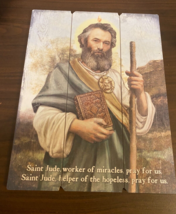 Saint Jude Image set on Wood Pallet, New - £23.18 GBP