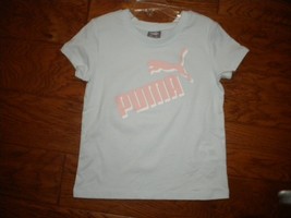 Puma Girls Size Small 7/8 Light Blue Pink Short Sleeve T-Shirt NWOT - £6.39 GBP