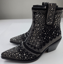 ISNOM Rhinestone Cowboy Boots Sparkly Ankle Boots with Pointed Toe,  size 7 - $39.60