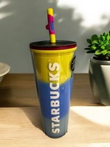 Starbucks 2023 Spring Color Changing Yellow Blue Wave Tumbler 24 oz Venti Cup - £15.30 GBP