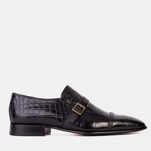 The Strat Single Monk Strap Cap Toe Black Leather Handmade Men Shoe image 7