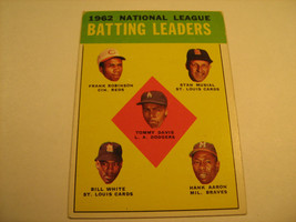 Topps 1962 Batting Leaders #1 Robinson, Musial, White, Aaron 1963 [b4a2] - £17.64 GBP