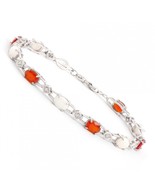 Solid Silver Rhodium Plated Vintage Sterling Diamond Opal and Agate brac... - £141.85 GBP