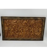 24”x14” Wooden Hand Carved Tribal Picture African Theme Crack RARE AND E... - $507.04 MXN