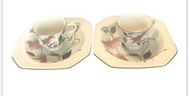 Mikasa Continental Silk Flowers F-3003 8.5” Low Rimmed Soup Bowls &amp; Cups... - £19.85 GBP