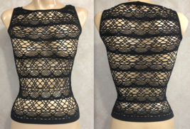 Arden Black Sheer Knit Nylon Stretch Small Sleeveless Womens Top - £17.98 GBP