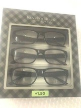 Kenneth Black New York Mens Reading Glasses &quot;Dale&quot; +1.50 - 3 Pairs Reade... - $9.99