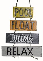 Hand Carved Wooden Pool Rules Relax Drink Float Boat Canoe Fish Read Smile Swim - £19.69 GBP