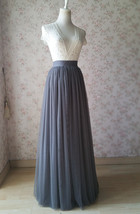 GRAY Tulle Maxi Skirt Outfit Women Custom Plus Size Tulle Skirt image 2