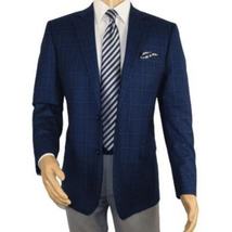 Men's Soft Wool Sport Coat English Plaid Window Pane 556-4 Navy Blue Renoir image 3