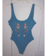 VTG. VIGOSS LADIES TEAL ONE-PC SWIMSUIT W/FRONT SNAPS/EMBROIDERY-M-UNWOR... - £11.71 GBP