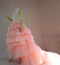 Wedding High Low Tiered Tulle Skirt Custom Plus Size Blush Bridal Gowns image 1
