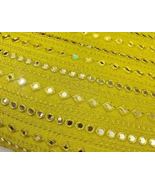 Lime Yellow Georgette Foil Mirror Embroidered Fabric, Wedding Dress Fabr... - £11.39 GBP+