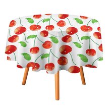 Mondxflaur Cherry Tablecloth Round Kitchen Dining for Table Cover Decor - £12.75 GBP+