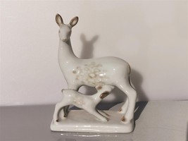 Vintage Soviet Porcelain Figurine Deer Roe with a Fawn plant Polonne ZHK... - $27.69