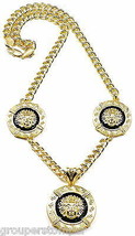 Medusa Necklace New Two Toned 3 Pendant Heads 30 Inch Long Cuban Link 10mm Chain - £33.11 GBP