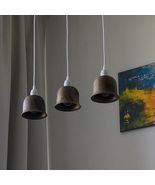 Set of 3 Handcrafted Wood Pendant Lights: Modern Wavy Lampshade, Kitchen... - $220.00